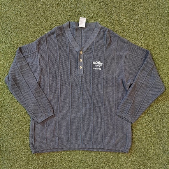 Hard Rock Cafe Shirt Men XL Dark Gray Waffle Thermal Long Sleeve Pullover - Picture 2 of 8